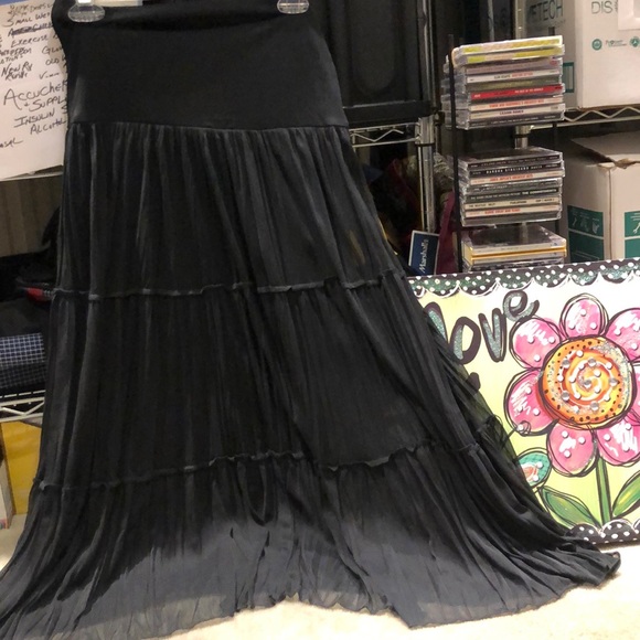 Dresses & Skirts - Prairie type tiered skirt with a sheer overlay